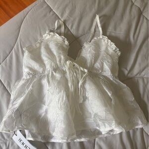Cider White Ruffled Peplum Camisole